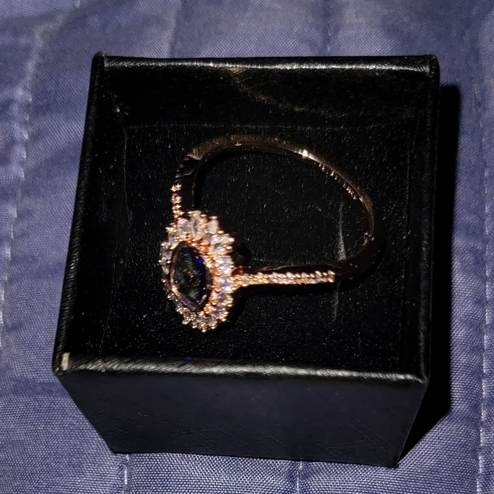 Lab created blue rainbow topaz (ROSE GOLD PLATTING) - Picture 3 of 3